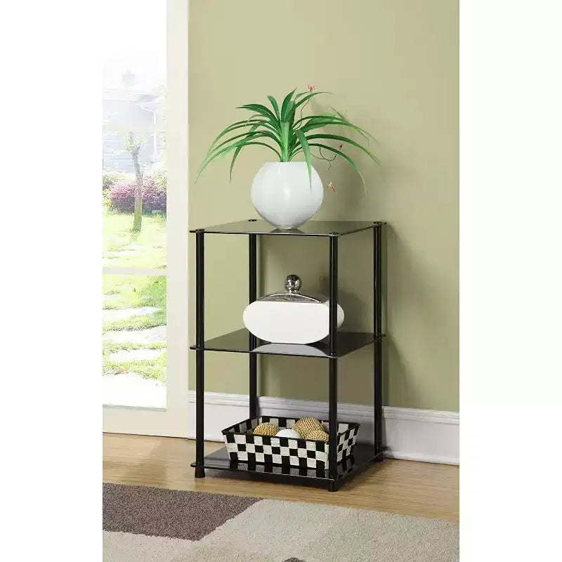 HomeStock Rectangle Plateau en verre Table d'appoint 1 pièce