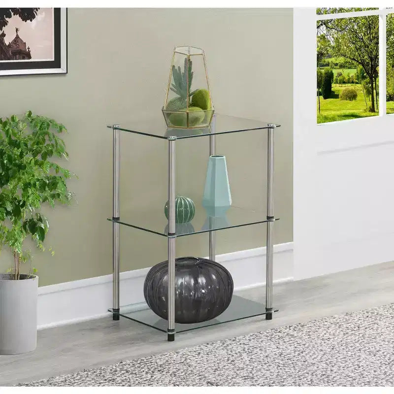 HomeStock Rectangle Plateau en verre Table d'appoint 1 pièce