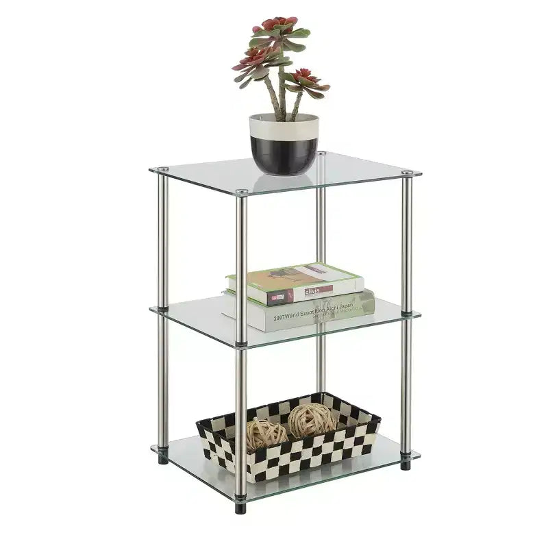 HomeStock Rectangle Plateau en verre Table d'appoint 1 pièce