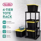 Étagère de rangement verticale 4 niveaux Sterilite pour garage ou sous-sol, noire