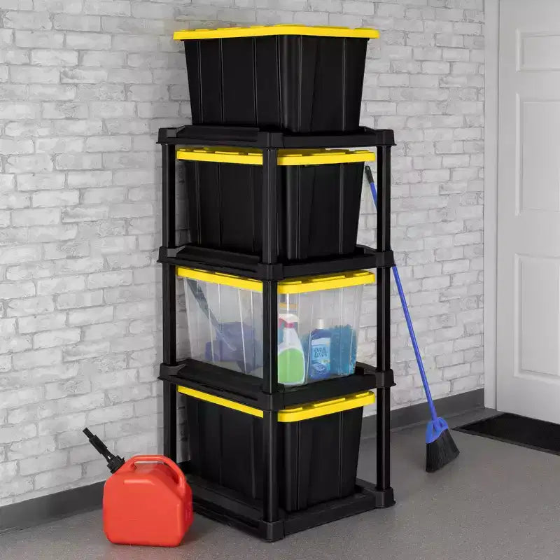 Étagère de rangement verticale 4 niveaux Sterilite pour garage ou sous-sol, noire