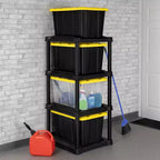 Étagère de rangement verticale 4 niveaux Sterilite pour garage ou sous-sol, noire