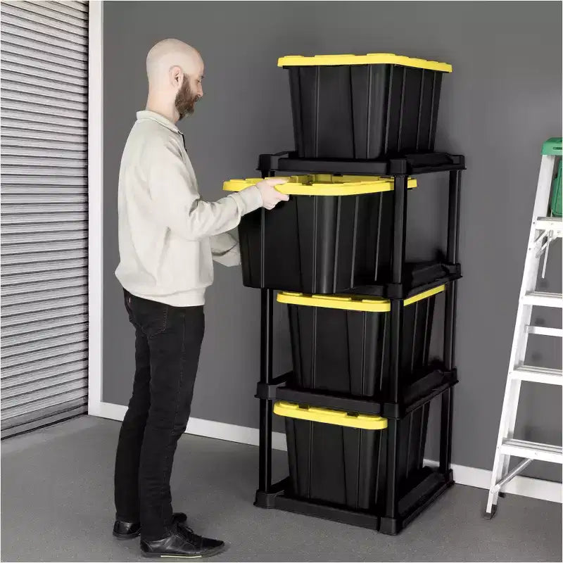 Étagère de rangement verticale 4 niveaux Sterilite pour garage ou sous-sol, noire