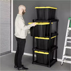 Étagère de rangement verticale 4 niveaux Sterilite pour garage ou sous-sol, noire