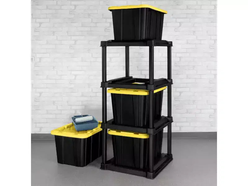 Étagère de rangement verticale 4 niveaux Sterilite pour garage ou sous-sol, noire