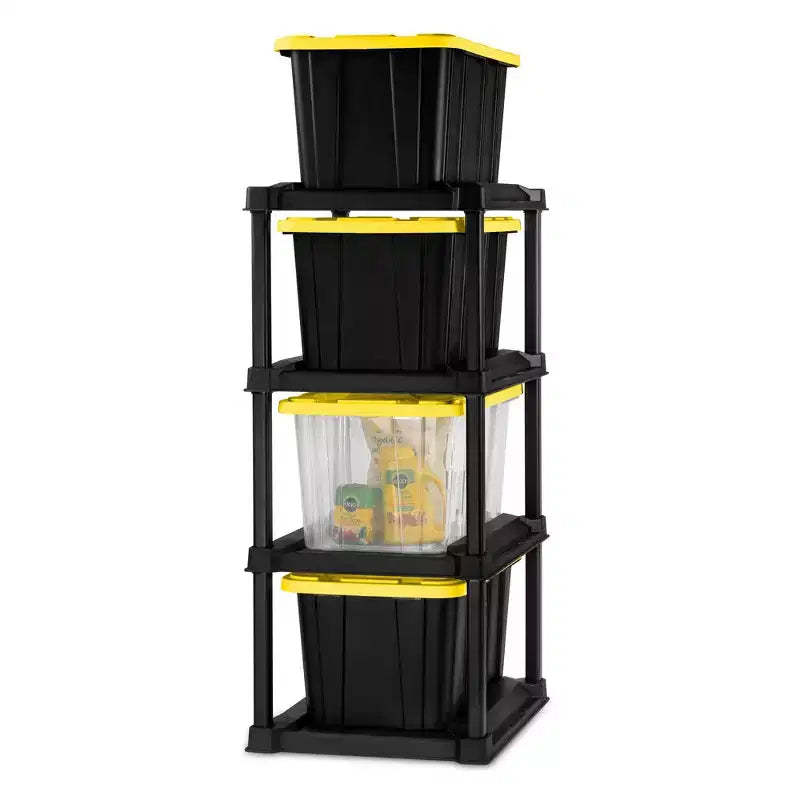 Étagère de rangement verticale 4 niveaux Sterilite pour garage ou sous-sol, noire