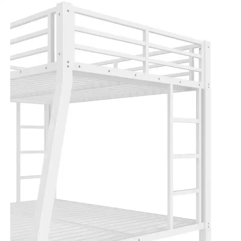 Lit Superposé Bellemave avec Échelle et Barrière de Sécurité, Cadre de Lit Superposé en Métal pour Adolescents et Adultes, Pas Besoin de Sommier Tapissier