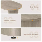 Table à Manger Ovale pour 6-8 Personnes, Grande Table de Cuisine Longue avec Base en Bois Épaisse et Robuste, Table de Salle à Manger de Style Ferme (160 cm de long)