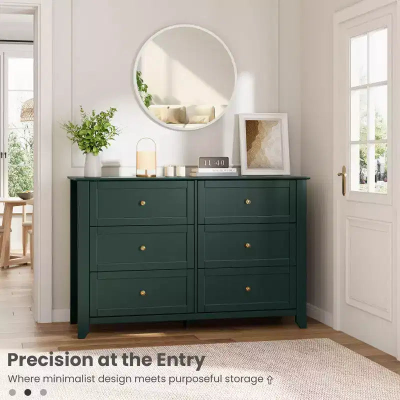 COZONY Commode à 6 tiroirs pour chambre à coucher, commode moderne en bois avec tiroirs de rangement profonds et poignées métalliques, pour entrée ou couloir