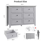 COZONY Commode à 6 tiroirs pour chambre à coucher, commode moderne en bois avec tiroirs de rangement profonds et poignées métalliques, pour entrée ou couloir