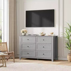 COZONY Commode à 6 tiroirs pour chambre à coucher, commode moderne en bois avec tiroirs de rangement profonds et poignées métalliques, pour entrée ou couloir