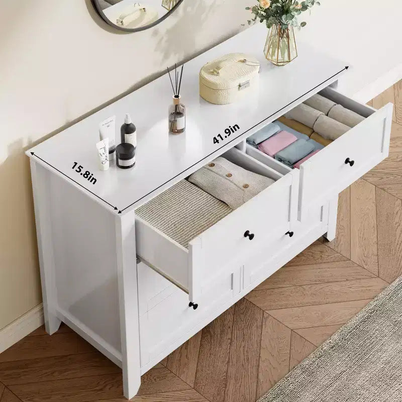 COZONY Commode à 6 tiroirs pour chambre à coucher, commode moderne en bois avec tiroirs de rangement profonds et poignées métalliques, pour entrée ou couloir