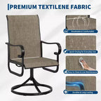 Chaise pivotante de patio extérieur, textilène respirant tout temps, cadre basculant en métal, pour jardin, pelouse, arrière-cour