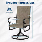 Chaise pivotante de patio extérieur, textilène respirant tout temps, cadre basculant en métal, pour jardin, pelouse, arrière-cour