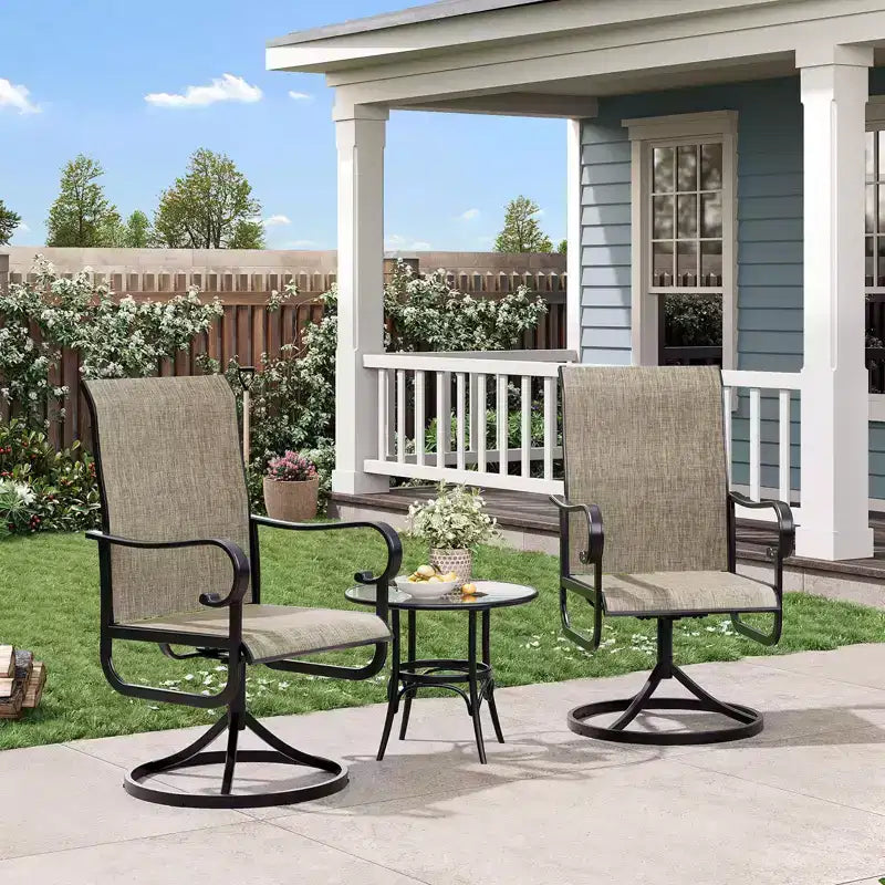 Chaise pivotante de patio extérieur, textilène respirant tout temps, cadre basculant en métal, pour jardin, pelouse, arrière-cour
