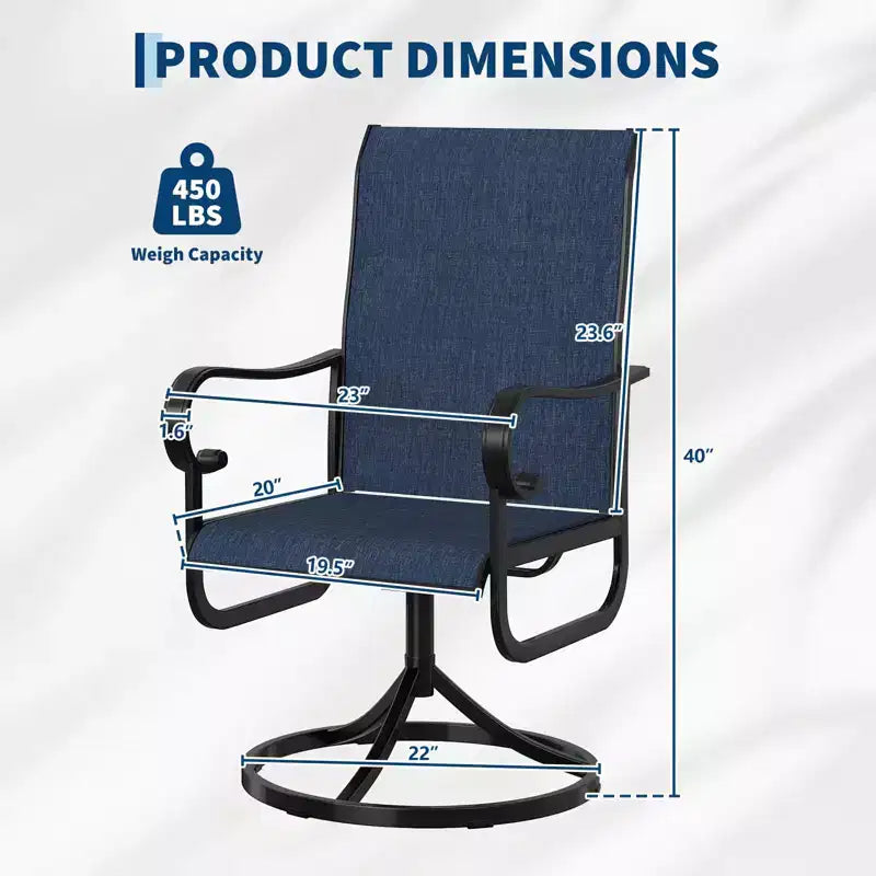 Chaise pivotante de patio extérieur, textilène respirant tout temps, cadre basculant en métal, pour jardin, pelouse, arrière-cour