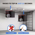 Support de rangement de garage suspendu 120x120 cm, capacité de 158 kg, levage manuel par manivelle, acier au carbone réglable Choisir la couleur (blanc, noir)