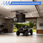 Support de rangement de garage suspendu 120x120 cm, capacité de 158 kg, levage manuel par manivelle, acier au carbone réglable Choisir la couleur (blanc, noir)