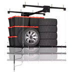 Support de rangement de garage suspendu 120x120 cm, capacité de 158 kg, levage manuel par manivelle, acier au carbone réglable Choisir la couleur (blanc, noir)