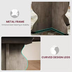 Table à manger ronde extensible de 63 pouces pour 4 à 8 personnes, table de cuisine ovale de style rustique avec cadre métallique robuste et pieds plus larges pour appartements