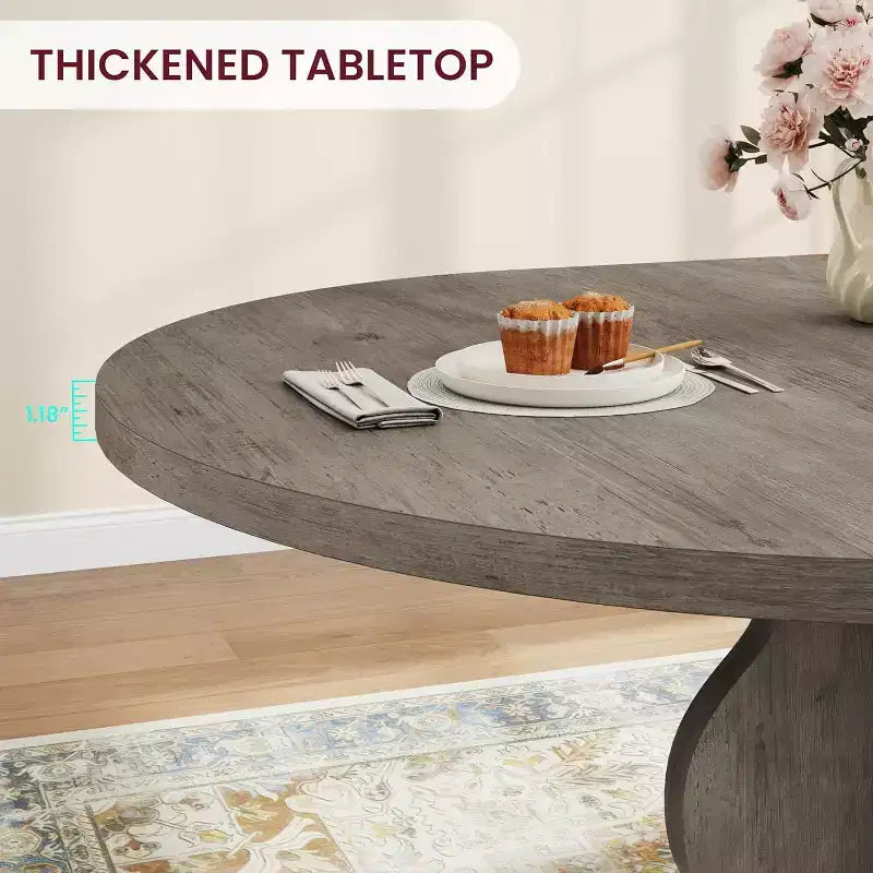 Table à manger ronde extensible de 63 pouces pour 4 à 8 personnes, table de cuisine ovale de style rustique avec cadre métallique robuste et pieds plus larges pour appartements