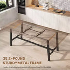 Table à manger extensible de 63 à 83 pouces, table rectangulaire industrielle pour 6 à 8 personnes, table de cuisine extensible marron rustique avec cadre en métal robuste