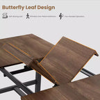 Table à manger extensible de 63 à 83 pouces, table rectangulaire industrielle pour 6 à 8 personnes, table de cuisine extensible marron rustique avec cadre en métal robuste