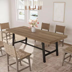 Table à manger extensible de 63 à 83 pouces, table rectangulaire industrielle pour 6 à 8 personnes, table de cuisine extensible marron rustique avec cadre en métal robuste