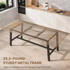 Table à manger extensible de 63 à 83 pouces, table rectangulaire industrielle pour 6 à 8 personnes, table de cuisine extensible marron rustique avec cadre en métal robuste