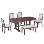 Ensemble de salle à manger GDFStudio Cooper 6 pièces, table de salle à manger extensible en bois de 152 à 198 cm avec rallonge amovible
