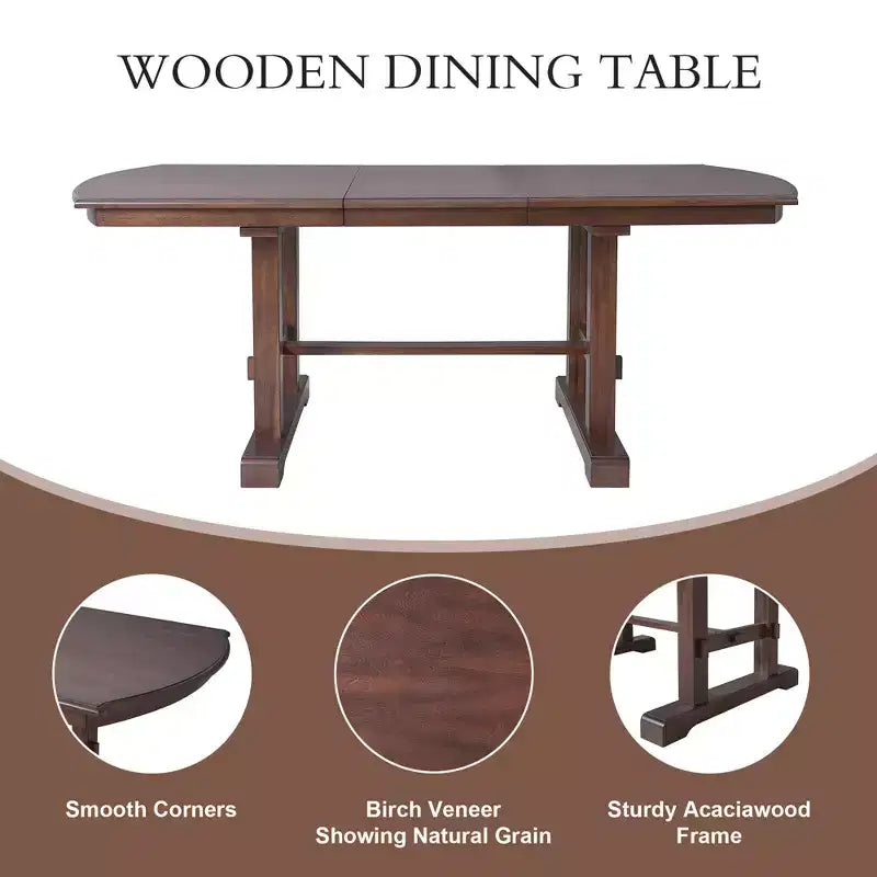 Ensemble de salle à manger GDFStudio Cooper 6 pièces, table de salle à manger extensible en bois de 152 à 198 cm avec rallonge amovible