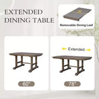 Ensemble de salle à manger GDFStudio Cooper 6 pièces, table de salle à manger extensible en bois de 152 à 198 cm avec rallonge amovible