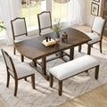 GDFStudio Cooper 6-Piece Dining Table Set, 60-78 Extendable Wood Dining Table with Removable Leaf