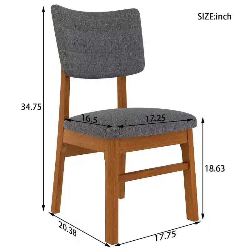 GDFStudio Peterson Chaises de salle à manger rembourrées (lot de 4) avec cadre robuste en bois d'hévéa