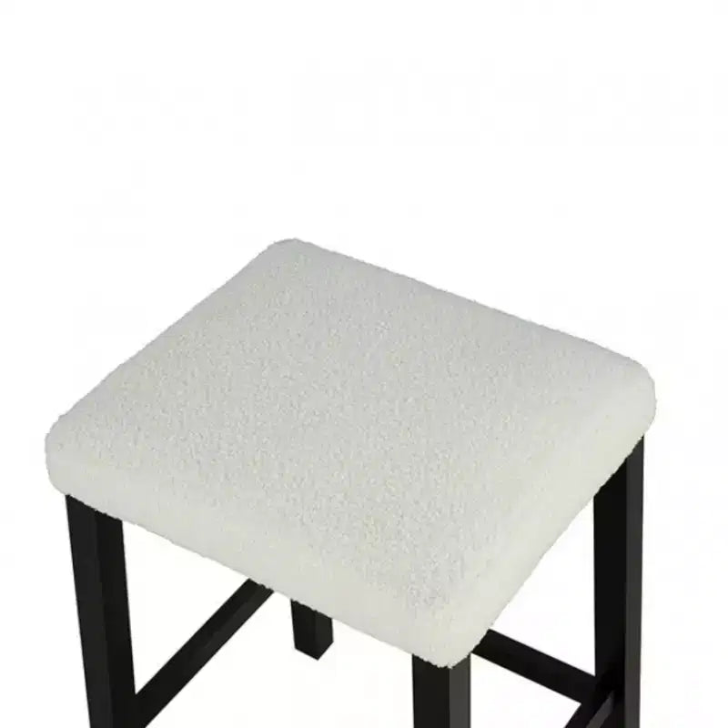Ensemble de salle à manger GDFStudio Oscar de 3 pièces en bois laqué de style transitionnel avec étagères de rangement et ports USB, tabourets rembourrés en tissu bouclé
