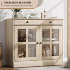 Buffet de salle à manger, meuble de rangement de cuisine avec 2 portes vitrées, étagère réglable, bar à café moderne pour cuisine, salle à manger, salle de bain, entrée