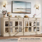 Buffet de salle à manger, meuble de rangement de cuisine avec 2 portes vitrées, étagère réglable, bar à café moderne pour cuisine, salle à manger, salle de bain, entrée