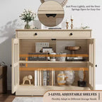 Buffet de salle à manger, meuble de rangement de cuisine avec 2 portes vitrées, étagère réglable, bar à café moderne pour cuisine, salle à manger, salle de bain, entrée