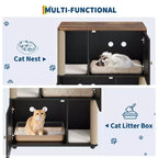 Double litière pour 2 chats, meuble double dissimulé, tapis de marquage et poteau en sisal, table d'appoint moderne anti-chiens, grande maison pour chat de rangement