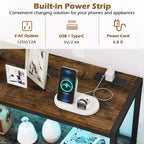 Meuble bar à café Costway avec lumières LED, buffet industriel avec station de charge