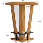 Table de bar ronde Lantine, table de bistrot haute 39,4 H avec repose-pieds en métal pour salon, petits espaces (table uniquement) (marron)