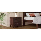 Table de chevet moderne du milieu du siècle avec LED/veilleuse, 2 tiroirs, en bois massif (WF308187AAD)