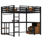 Lit mezzanine en métal Torres avec bureau et tiroirs de rangement GDFStudio