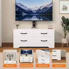 Meuble TV moderne avec support pour téléviseurs de 32 à 75 pouces, table console multimédia avec 4 tiroirs spacieux, commode de centre de divertissement pour le rangement du salon