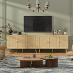 Coolmee Armoire de buffet en rotin 47,2 po avec rangement, buffet moderne avec étagères réglables, crédence de bar à café pour cuisine, salon, entrée.