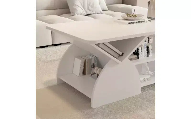 Table basse rectangulaire avec étagères ouvertes et cadre en bois composite, table de rangement facile à assembler pour le salon ou le bureau à domicile