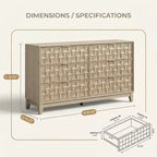 Commode Ora Maison à 6 tiroirs pour chambre à coucher, Grand coffre de rangement, Plateau résistant aux rayures, Bords biseautés, Dispositif anti-basculement inclus
