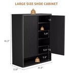 Meuble à chaussures moderne en bois de 80 cm avec étagères réglables, porte cannelée, grand organisateur de chaussures pour entrée, peut contenir 25-30 paires, pour couloir ou salon