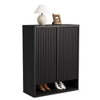 Meuble à chaussures moderne en bois de 80 cm avec étagères réglables, porte cannelée, grand organisateur de chaussures pour entrée, peut contenir 25-30 paires, pour couloir ou salon