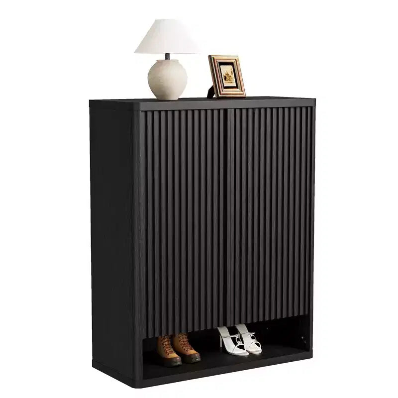 Meuble à chaussures moderne en bois de 80 cm avec étagères réglables, porte cannelée, grand organisateur de chaussures pour entrée, peut contenir 25-30 paires, pour couloir ou salon